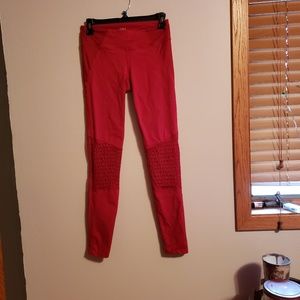 Red athletic leggings